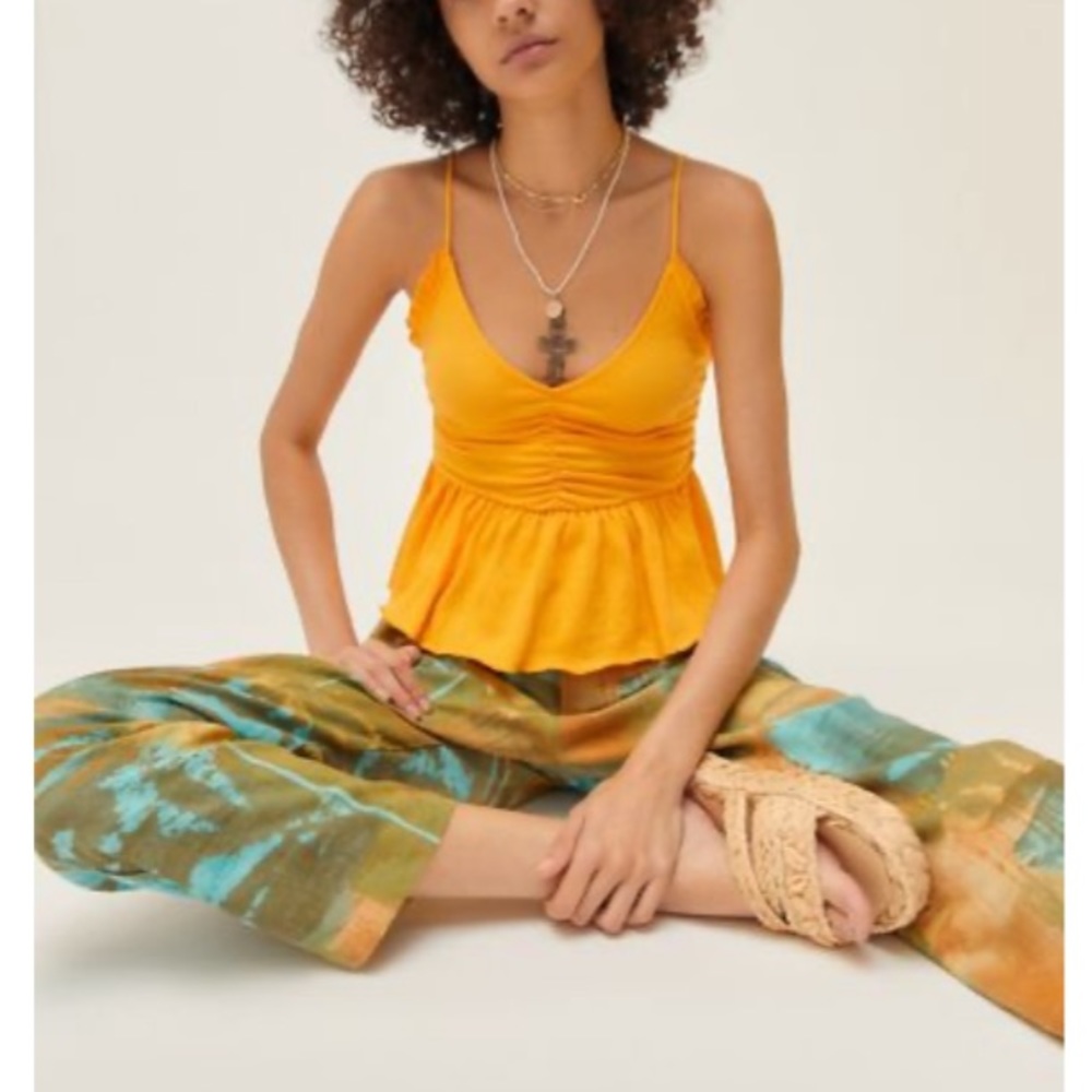 Ruched Peplum V-Neck Cami